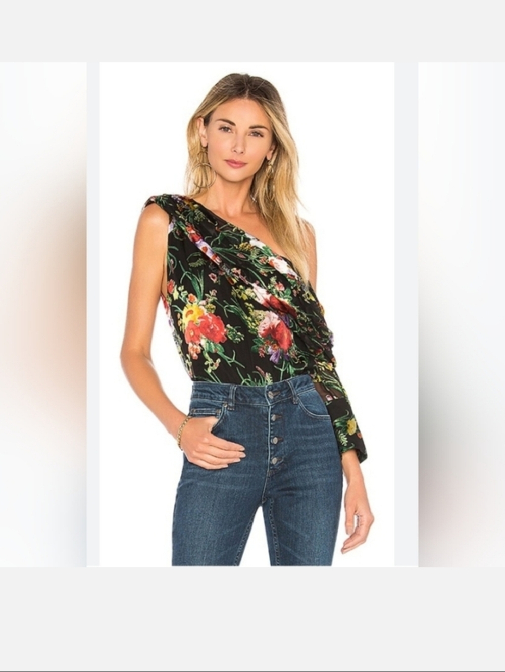 Alice + Olivia serita drape one sleeve top size small